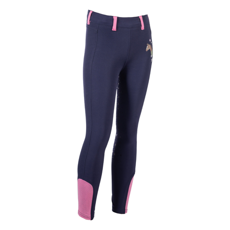 HKM Children's Silicone Full Seat Riding Tights -Pony Dream II- #colour_deep-blue