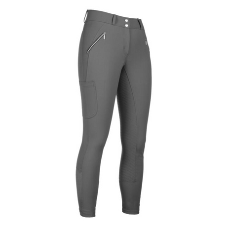 HKM Children's Silicone Full Seat Riding Breeches -Lia High Waist- #colour_grey