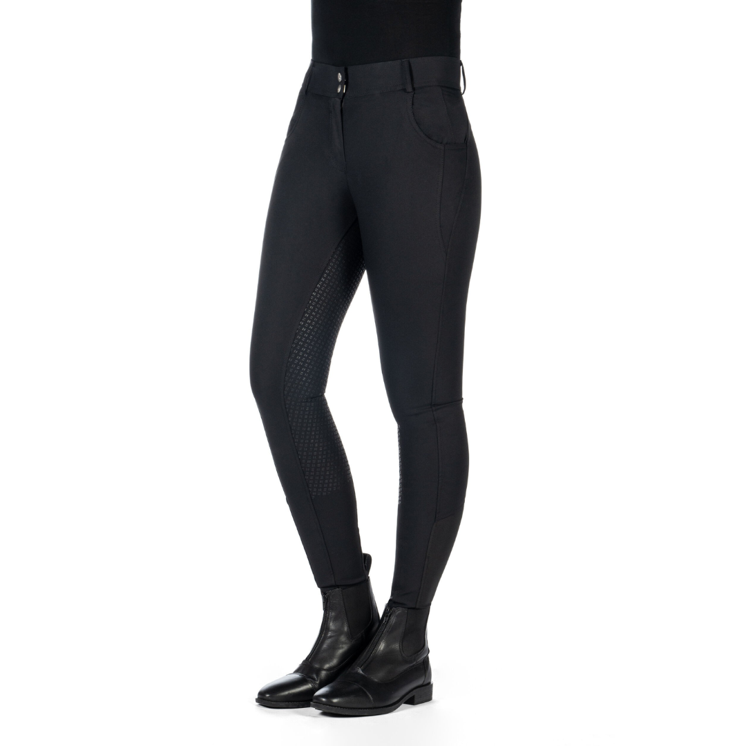 HKM Women's Silicone Full Seat Riding Breeches -Ari Mid Rise- #colour_black