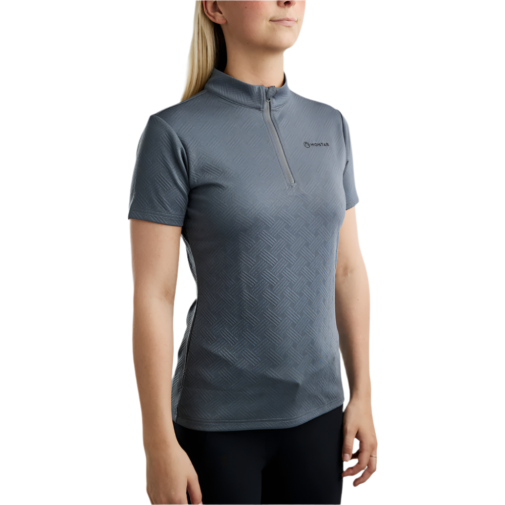 Montar MoCilia Refined Short Sleeved Jacquard Training Shirt #colour_dark-slate