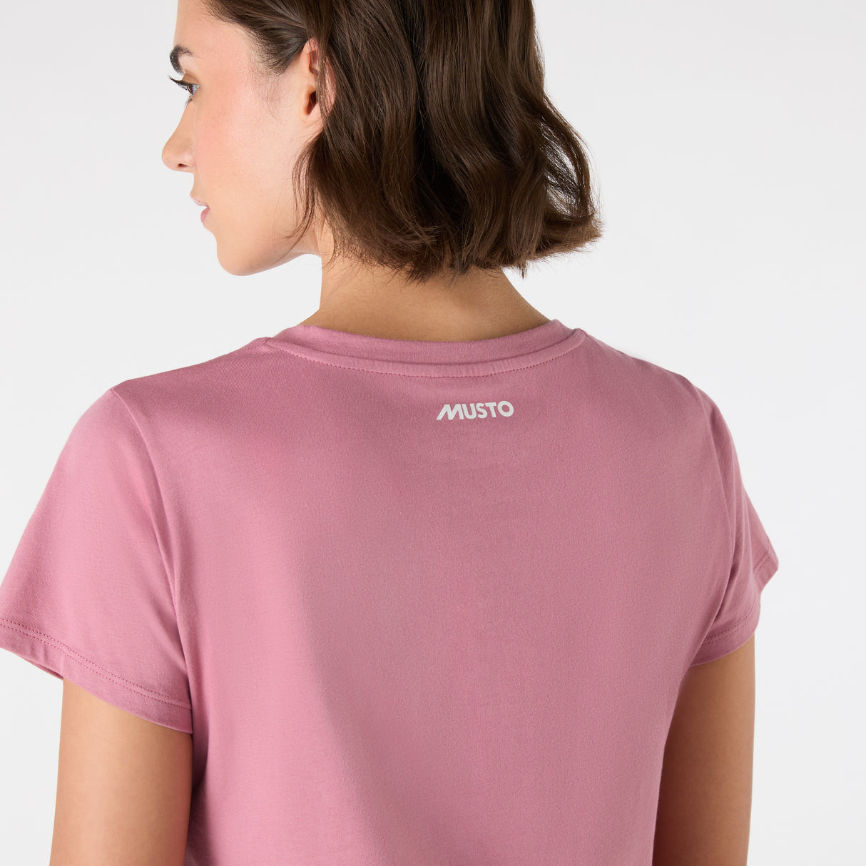 Musto Women's Original V Neck Short Sleeved T-Shirt #colour_pink-chalk
