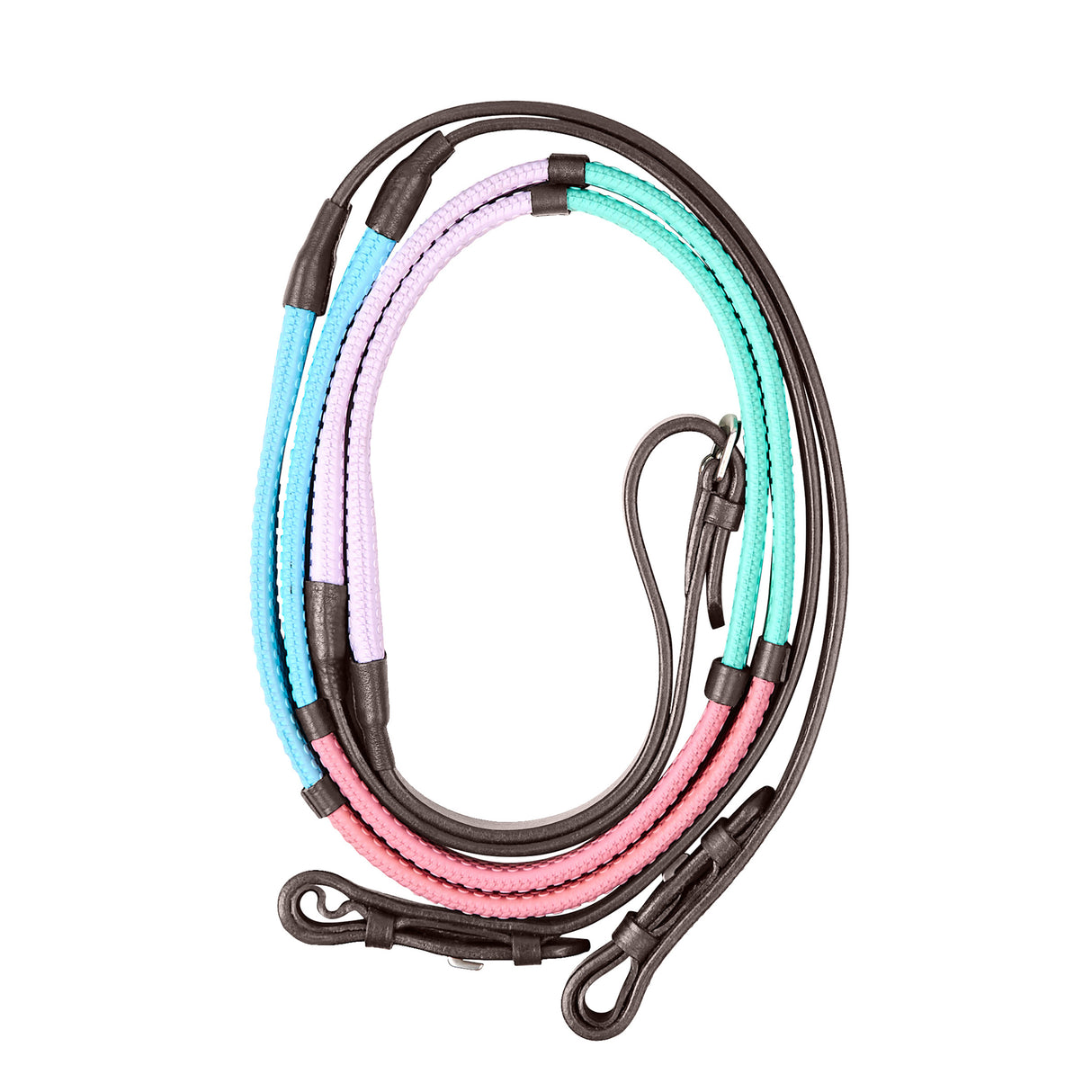 Dublin Pastel Rainbow Reins with Rubber Grip for Beginners