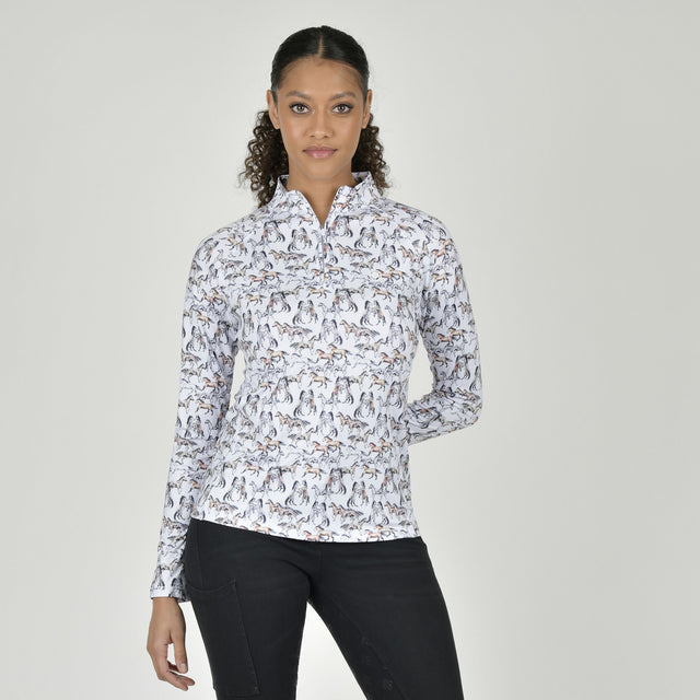 Dublin Ladies Kelsey Long Sleeve Top #colour_horse-print