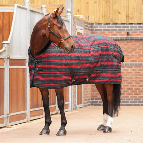 Shires Tempest Plus 200g Stable Rug #colour_red-tartan