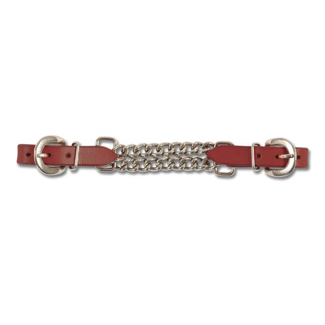 Waldhausen Western Curb Chain with Leather #colour_brown