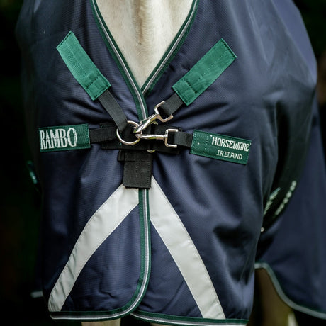 Horseware Ireland Rambo 1680D 200g Wug Turnout Rug #colour_navy-hunter-green-silver