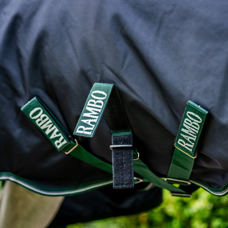 Horseware Ireland Rambo 1680D 200g Wug Turnout Rug #colour_navy-hunter-green-silver