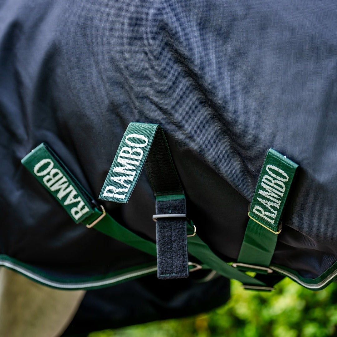 Horseware Ireland Rambo 1680D 50g Wug Turnout Rug #colour_navy-hunter-green-silver