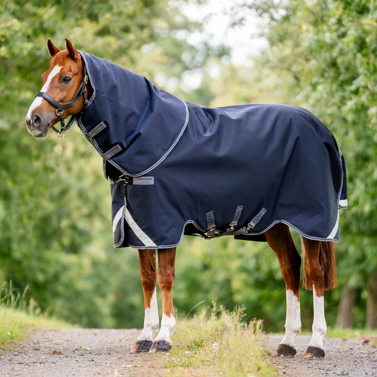 Horseware Ireland Rambo Supreme 1680D Turnout Vari-Layer 450g #colour_navy-thunderstorm-grey-silver