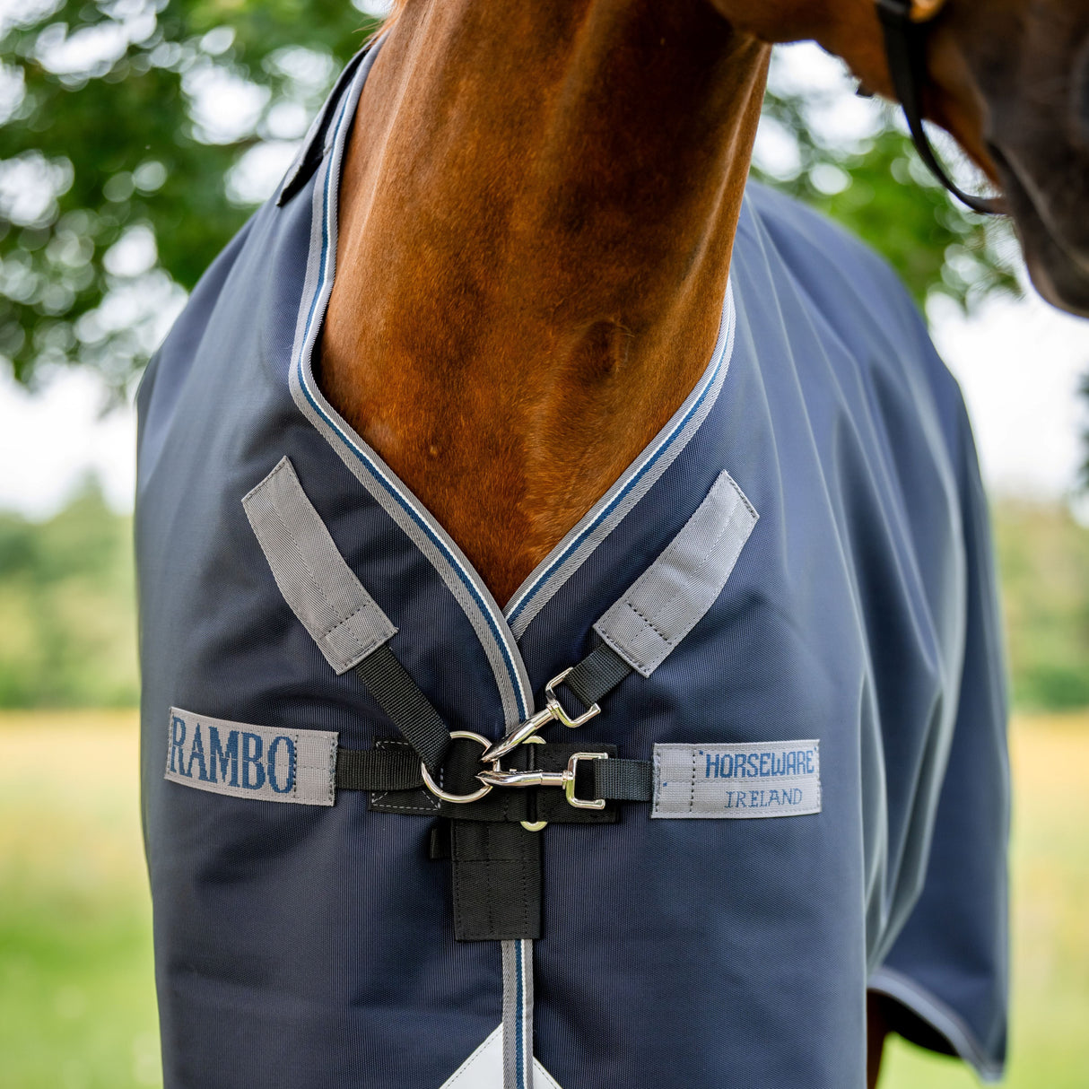 Horseware Ireland Rambo 1680D 450g Vari-Layer Turnout Rug #colour_navy-thunderstorm-grey-silver