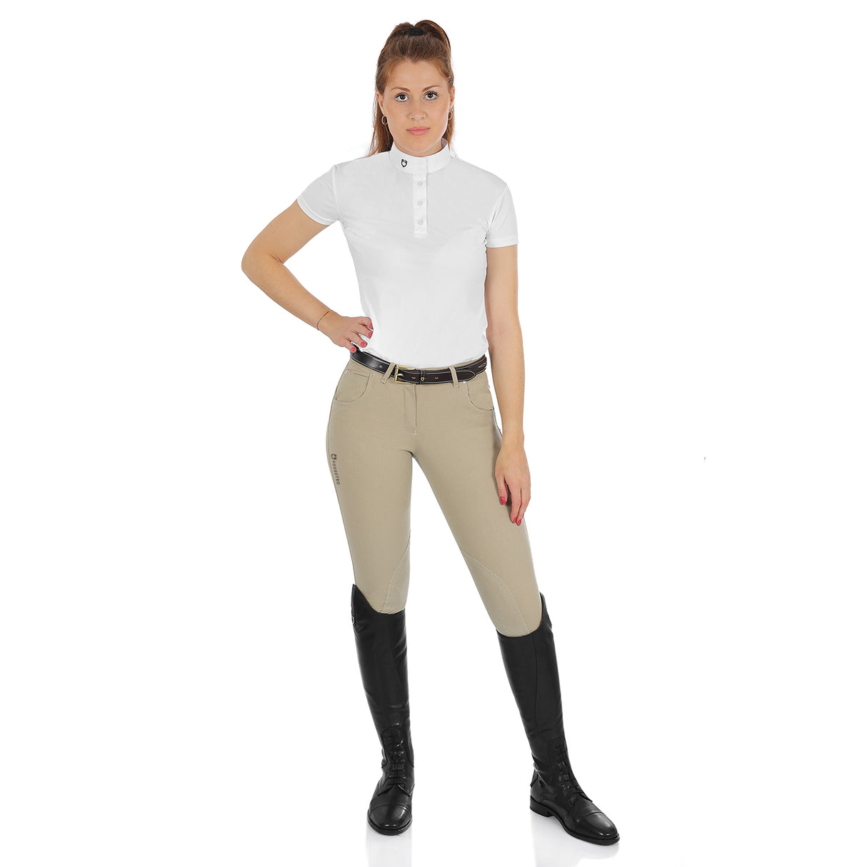 Equestro Race Model Woman Breeches In Stretch Cotton #colour_beige