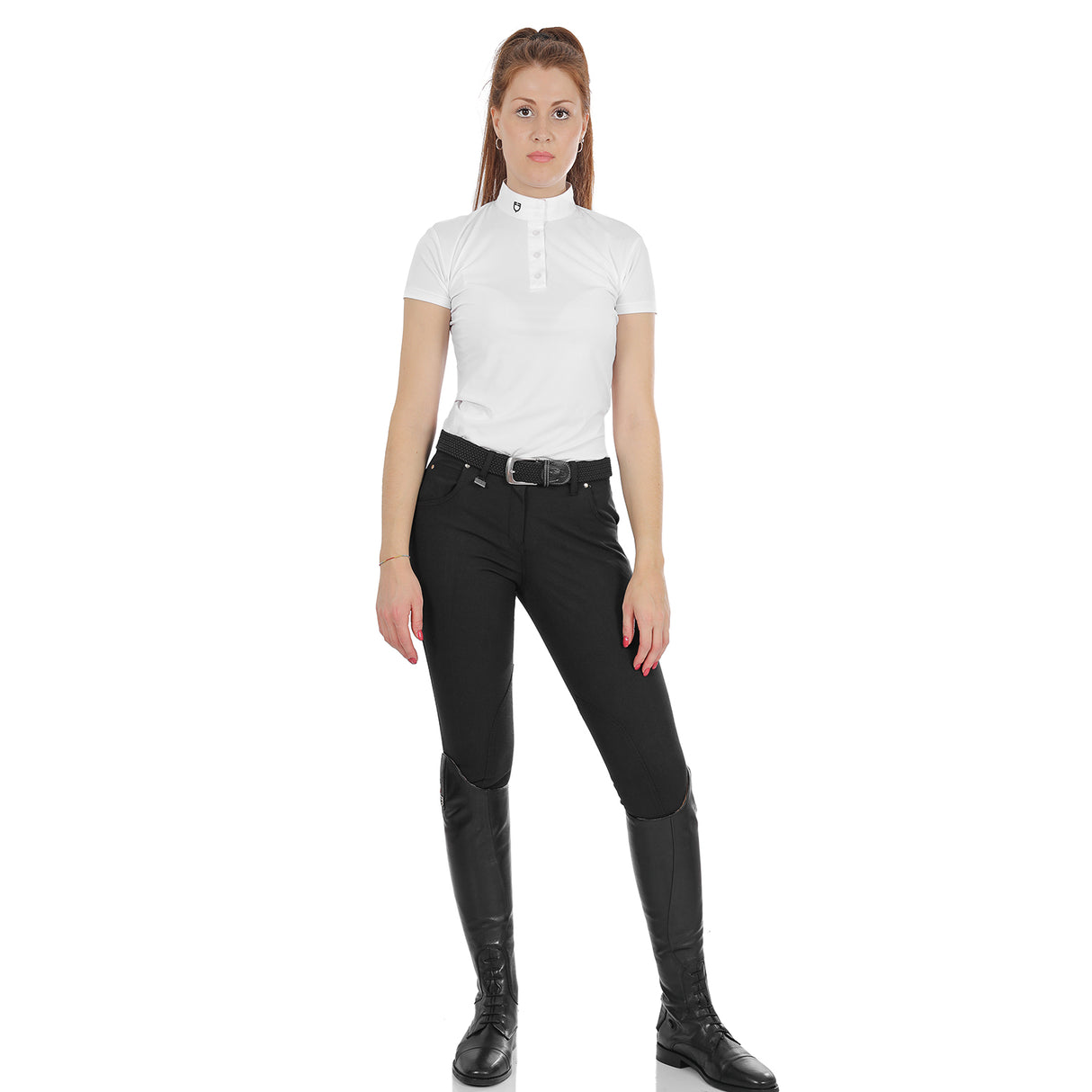 Equestro Race Model Woman Breeches In Stretch Cotton #colour_black