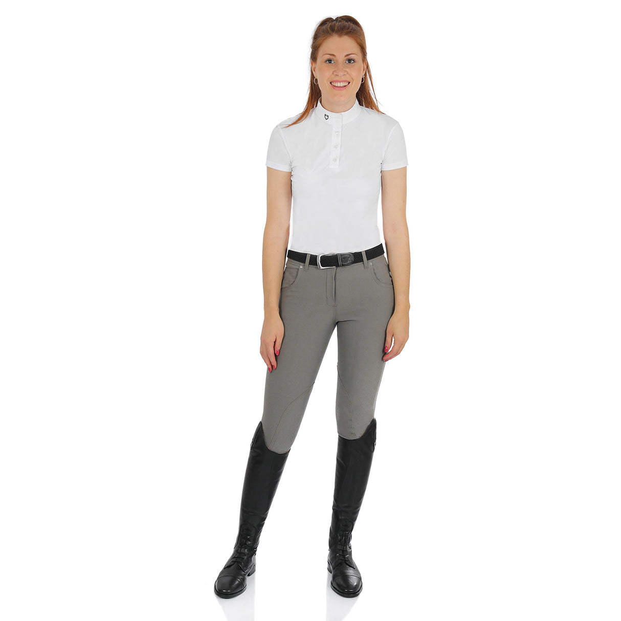 Equestro Race Model Woman Breeches In Stretch Cotton #colour_grey