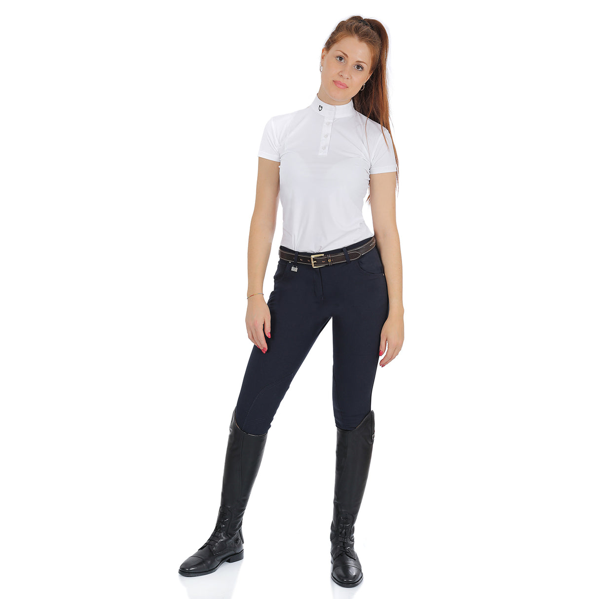 Equestro Race Model Woman Breeches In Stretch Cotton #colour_blue