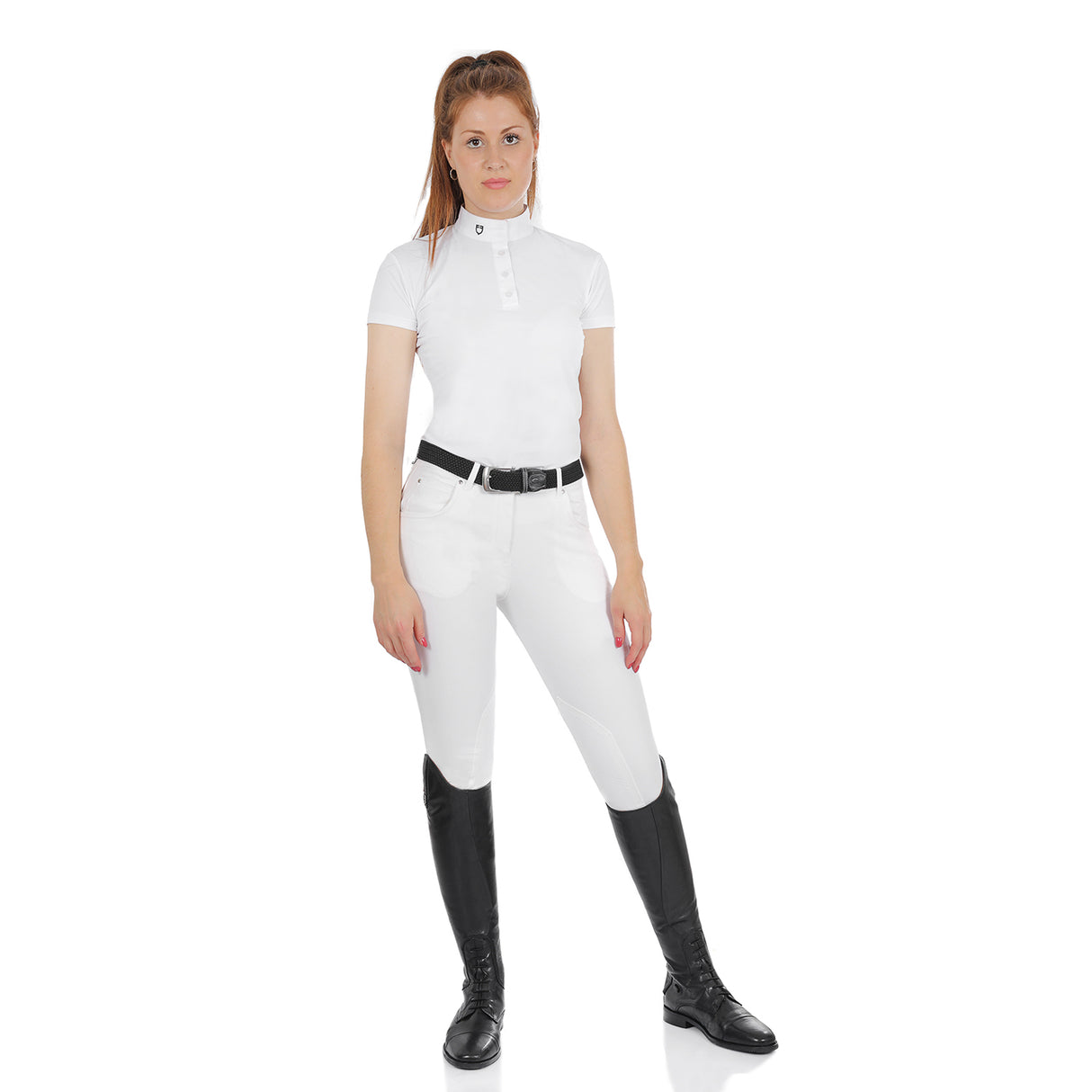 Equestro Race Model Woman Breeches In Stretch Cotton #colour_white