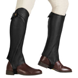 Equestro Unisex Gaiters Perforated Leather Maximum Comfort #colour_black