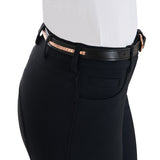 Equestro Leather Belt With Rose Gold Clincher #colour_black