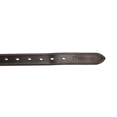 Equestro Leather Belt With Handcrafted Embroidery #colour_brown