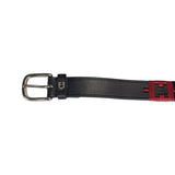 Leather belt with geometric pattern
