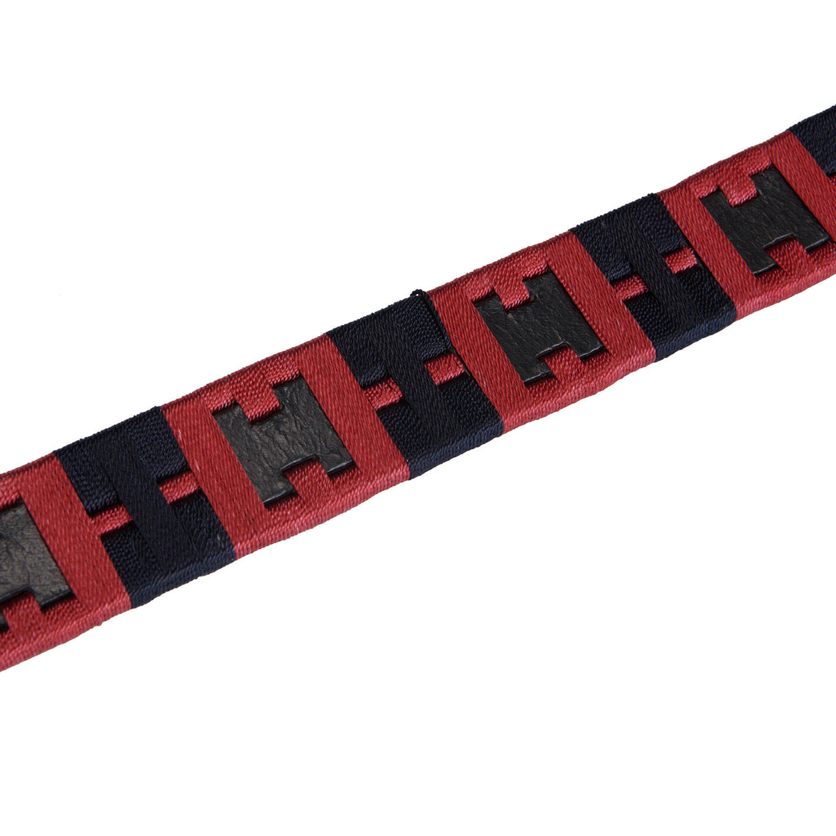Leather belt with geometric pattern