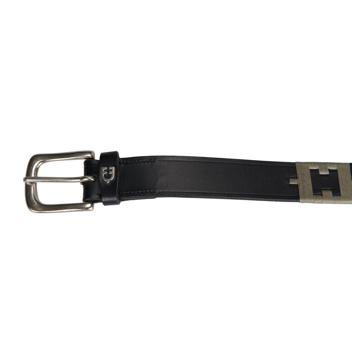 Leather belt with geometric pattern