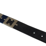 Leather belt with geometric pattern