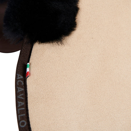 Acavallo Pad MF-S JCCS-S CW-CS Suede Cut-Out Sheepskin Flat #colour_beige_black