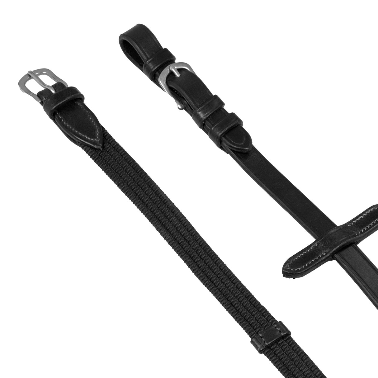 Acavallo Nylon Reins Leather Loops #colour_black