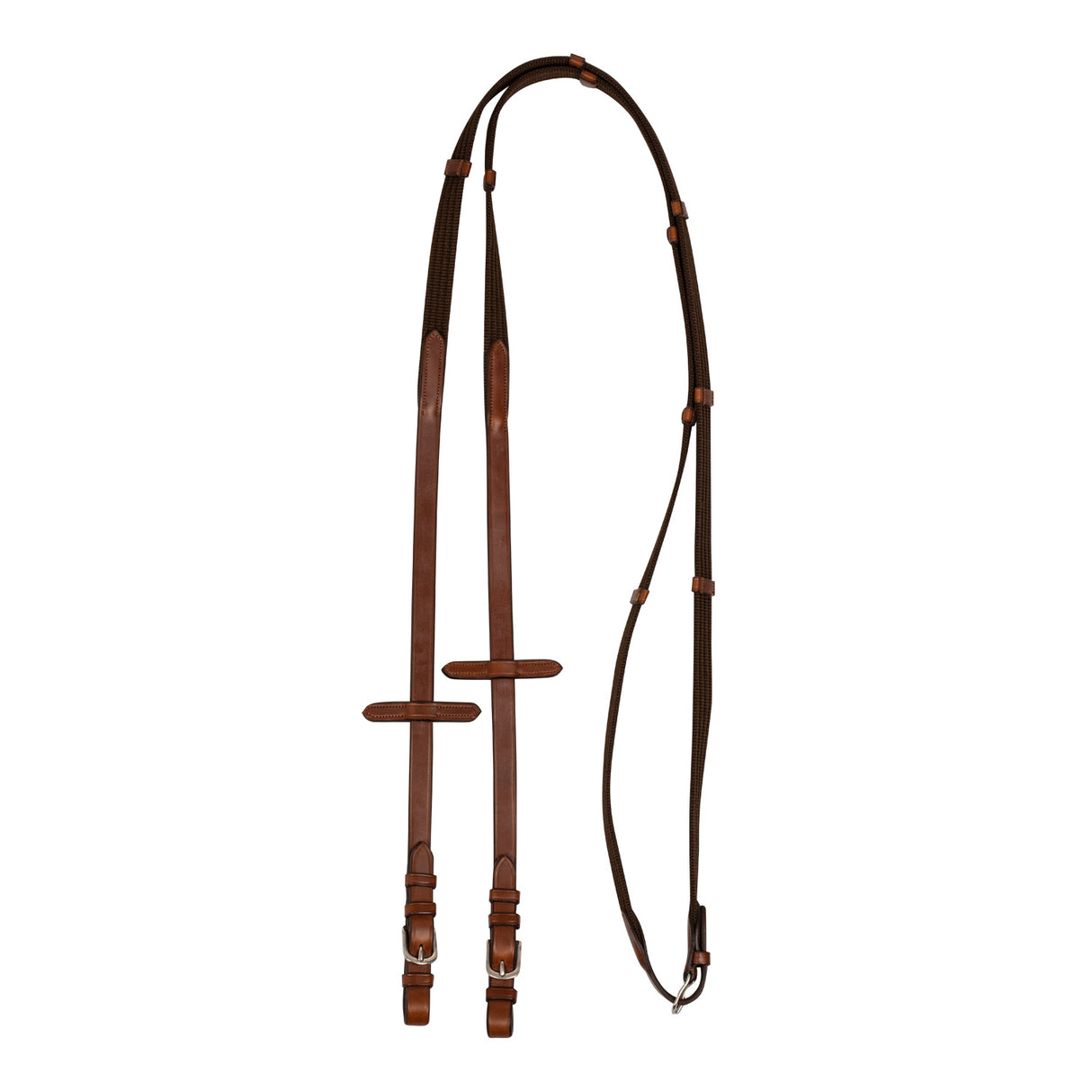 Acavallo Nylon Reins Leather Loops #colour_cognac