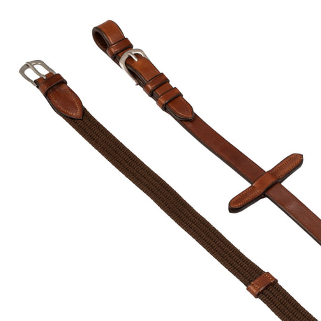 Acavallo Nylon Reins Leather Loops #colour_cognac
