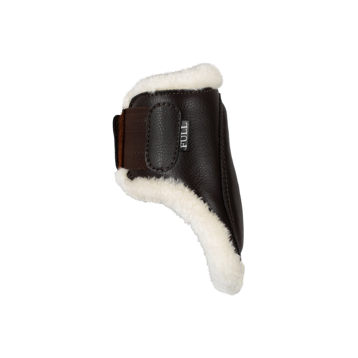 Acavallo Jumping Fetlock Boots Faux Sheepskin & Hook-And-Loop Closure #colour_brown
