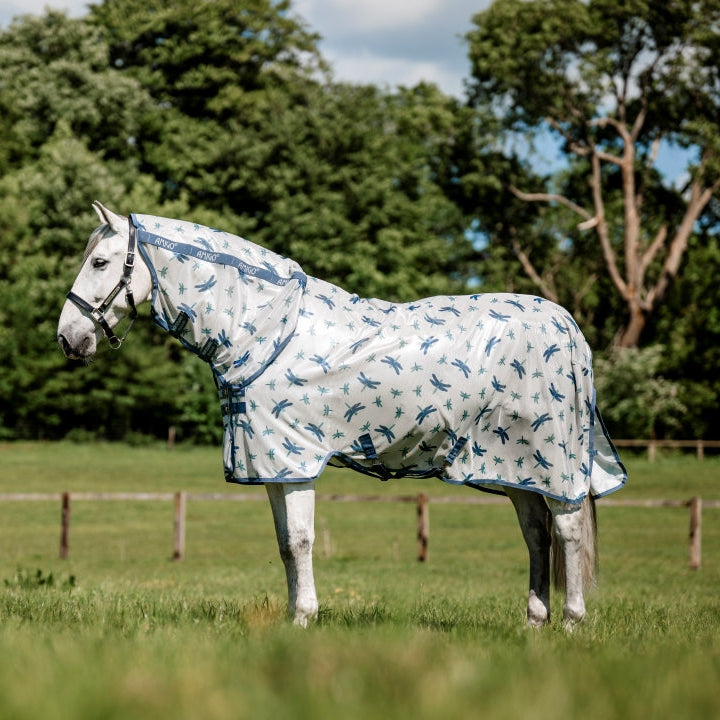 Horseware Ireland Amigo Integrated Fly Sheet #colour_dragonfly-print-silver-blue-sage