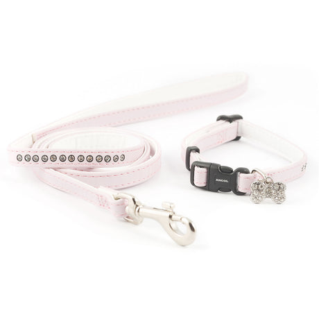 Ancol Small Bite Deluxe Collar & Lead Set #colour_jewel-pink