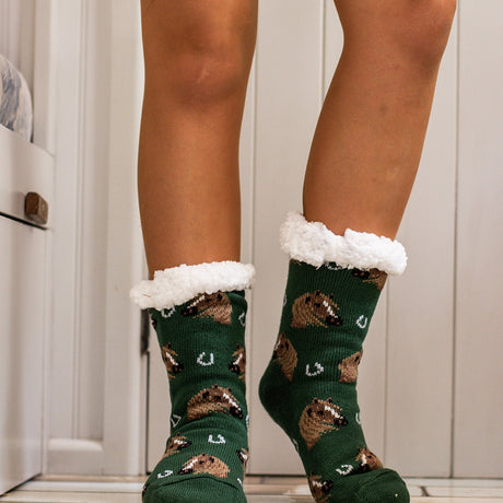 Bartleby Ladies Funky Sherpa Socks #style_horse-head