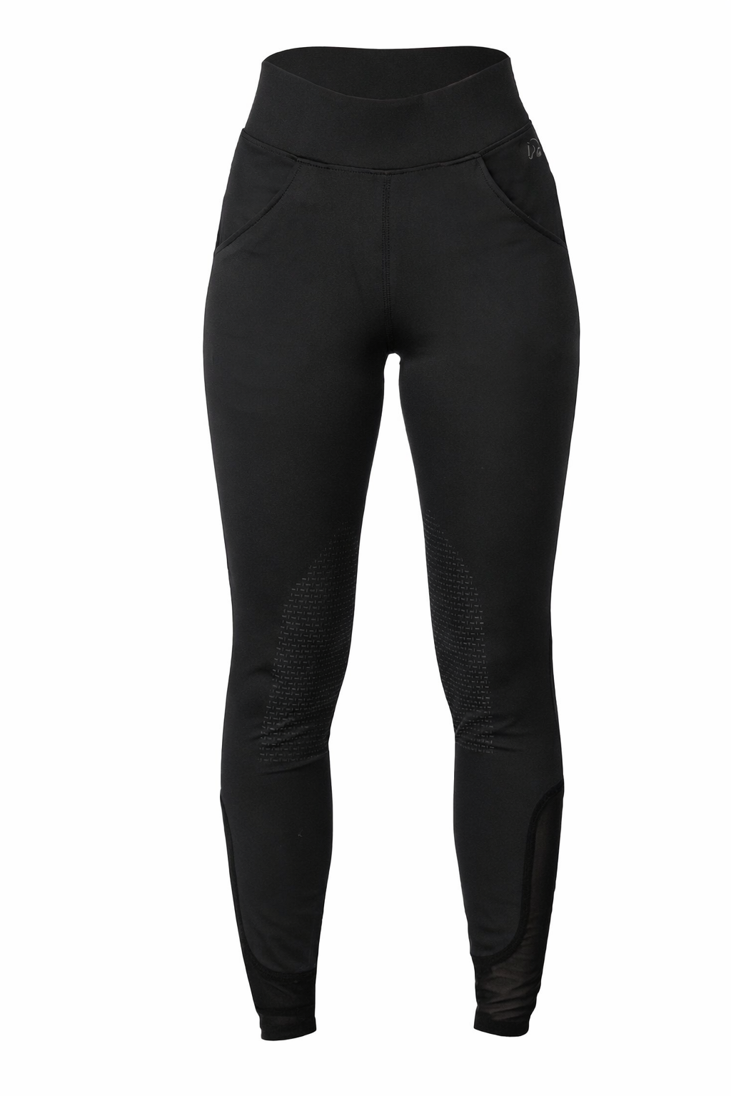 HKM Ladies Silicone Knee Patch Riding Leggings -Tammy- #colour_black