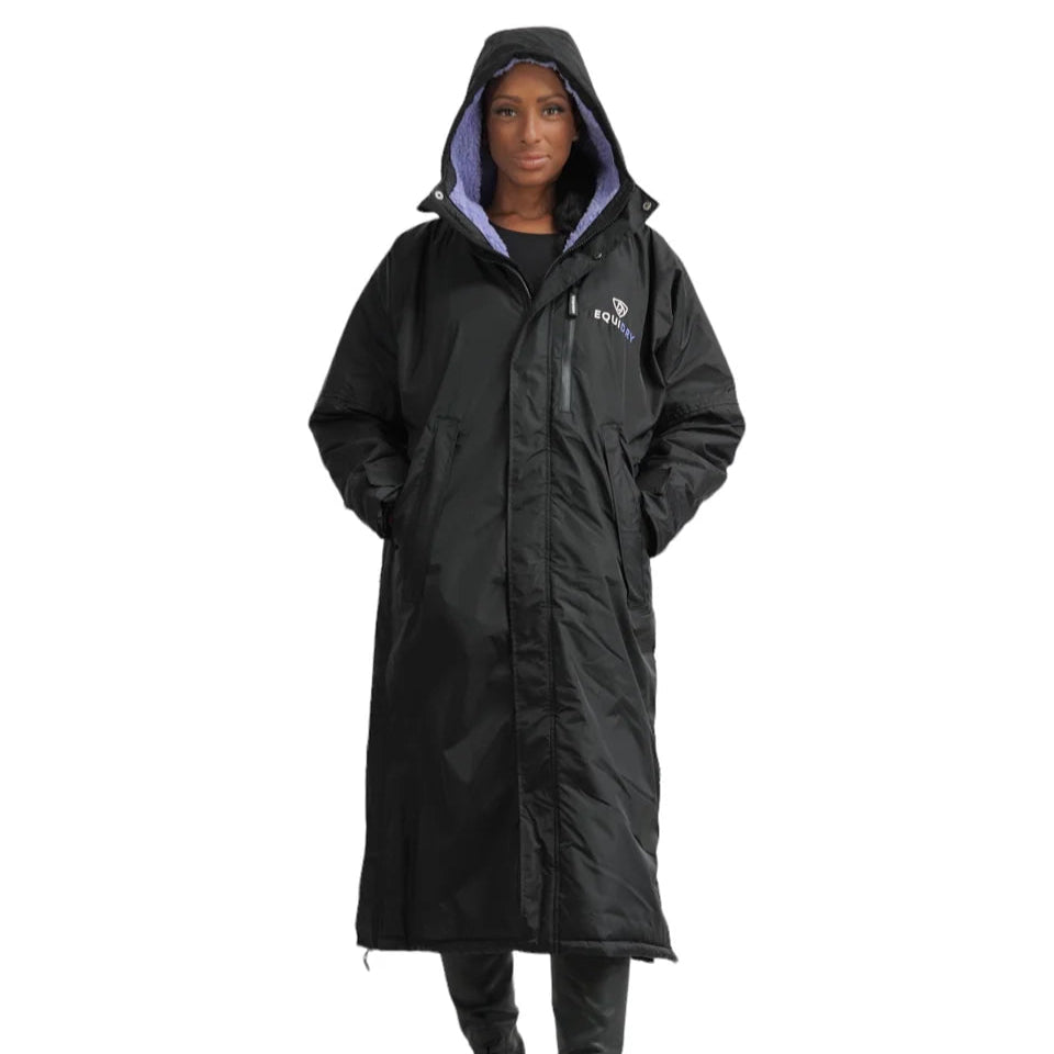 EQUIDRY Women's Thick Fleece Evolution Fixed Hood #colour_black-lilac