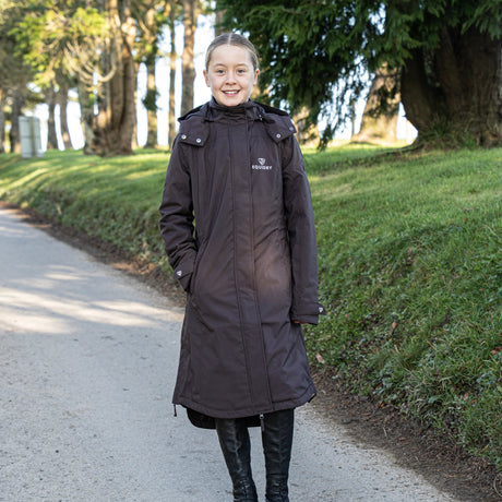 EQUIDRY Girl's Bronte Riding Coat with Removable Hood #colour_brown