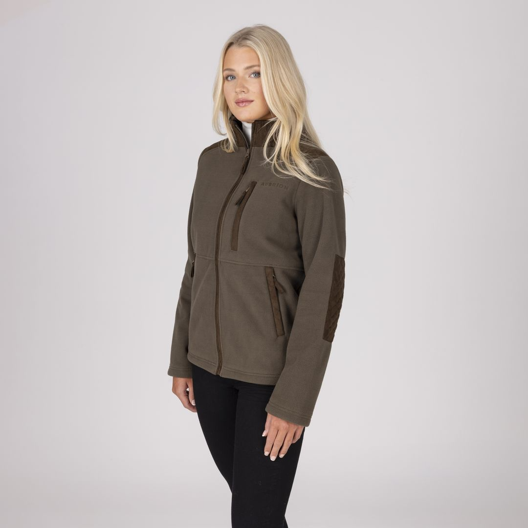 Shires Aubrion Heritage Unisex Full Zip Fleece #colour_dark-olive