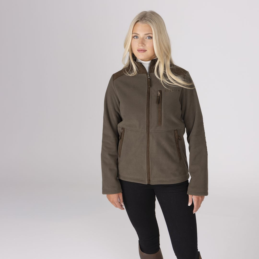 Shires Aubrion Heritage Unisex Full Zip Fleece #colour_dark-olive