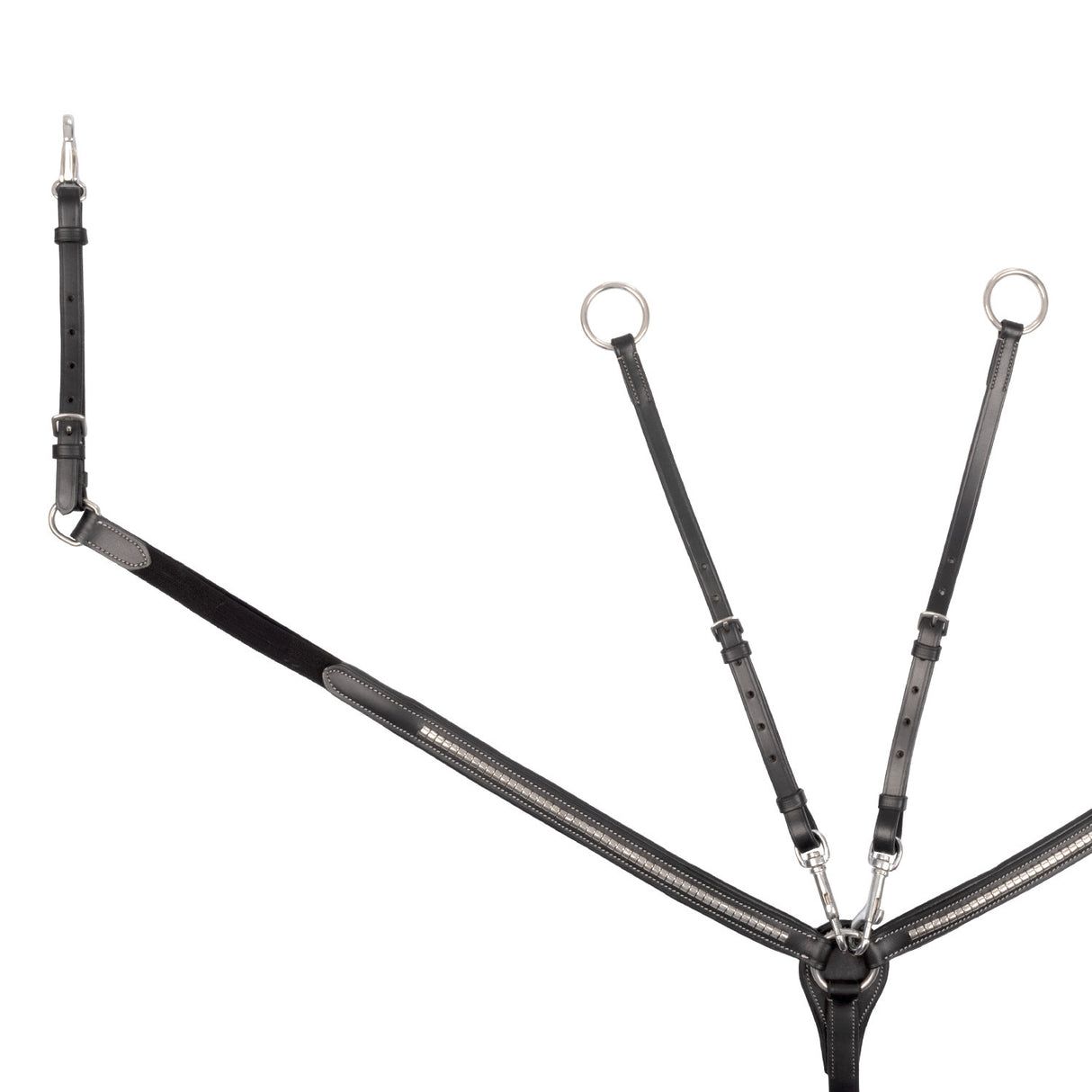 Tanned leather fork breastplate with silver clincher