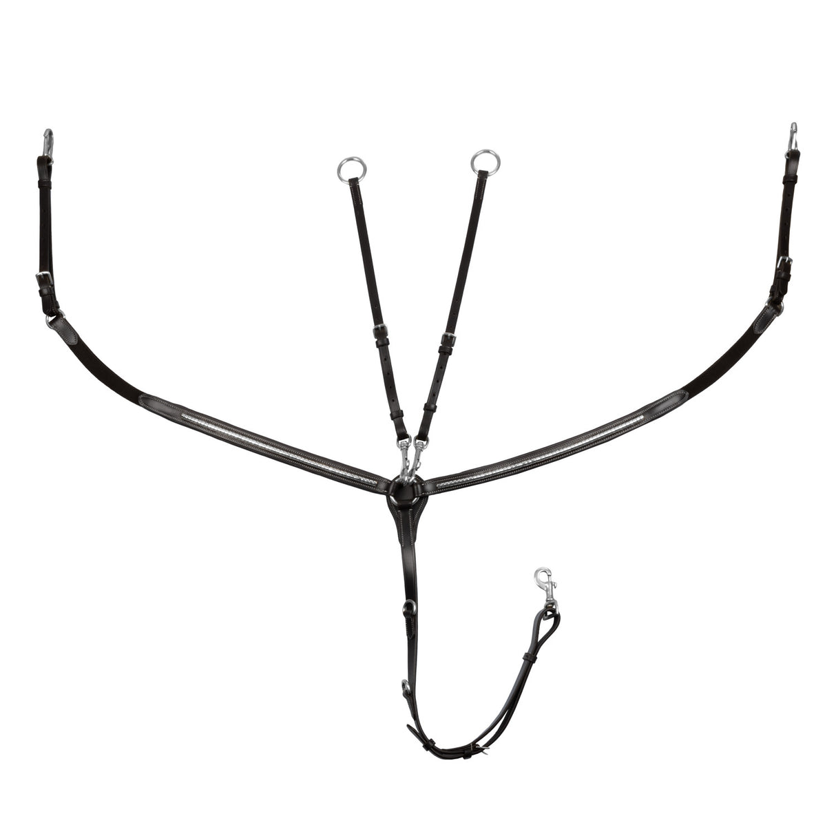 Tanned leather fork breastplate with silver clincher
