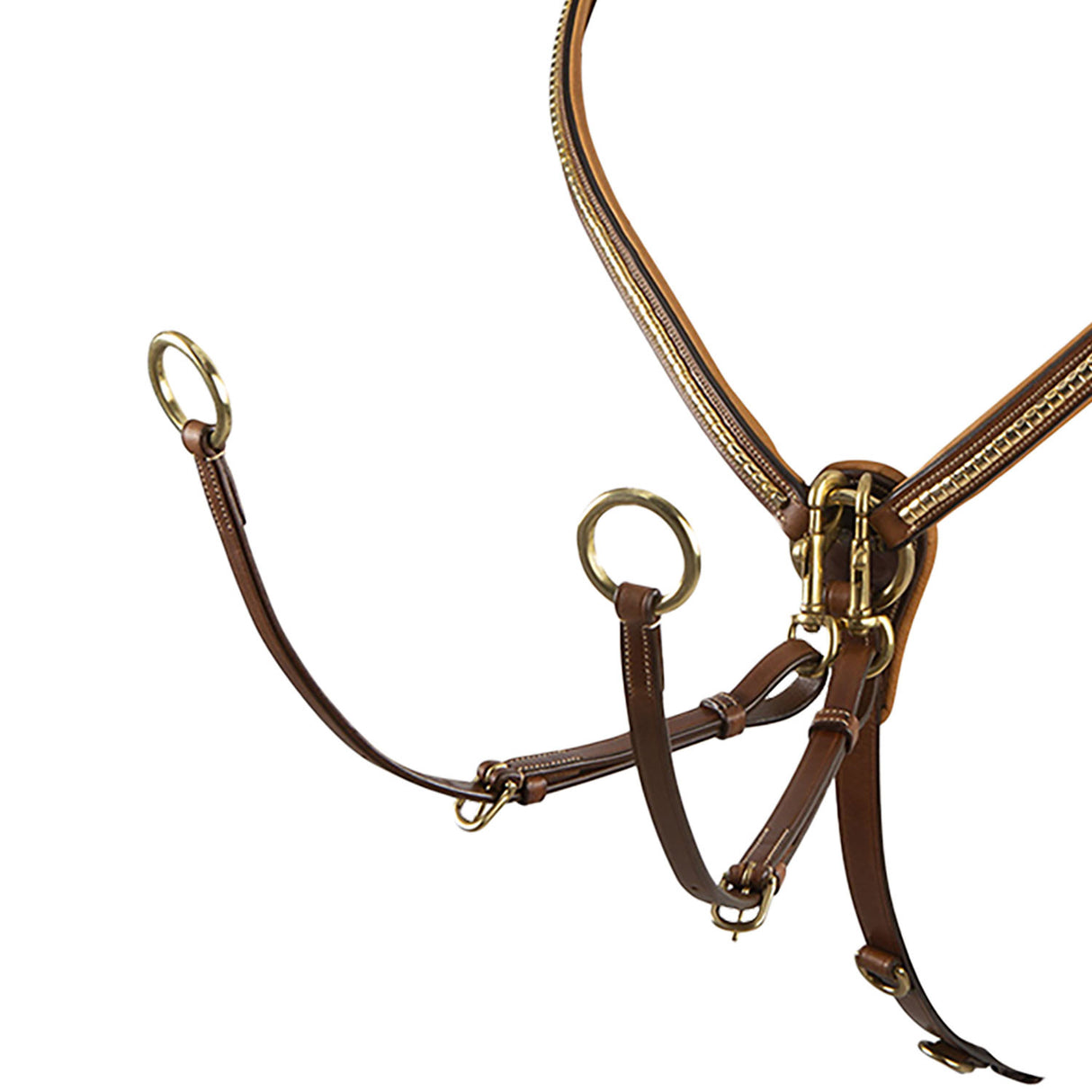 Tanned leather fork breastplate with brass clincher