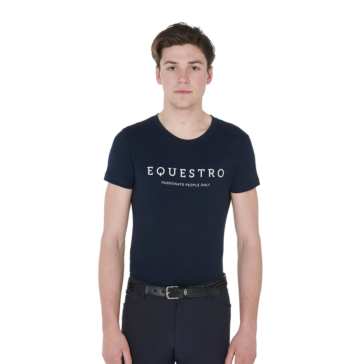 Equestro Men's Slim Fit T-Shirt With Contrasting Writing #colour_blue