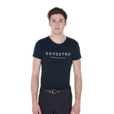 Equestro Men's Slim Fit T-Shirt With Contrasting Writing #colour_blue