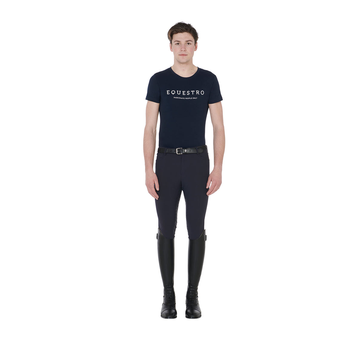 Equestro Men's Slim Fit T-Shirt With Contrasting Writing #colour_blue