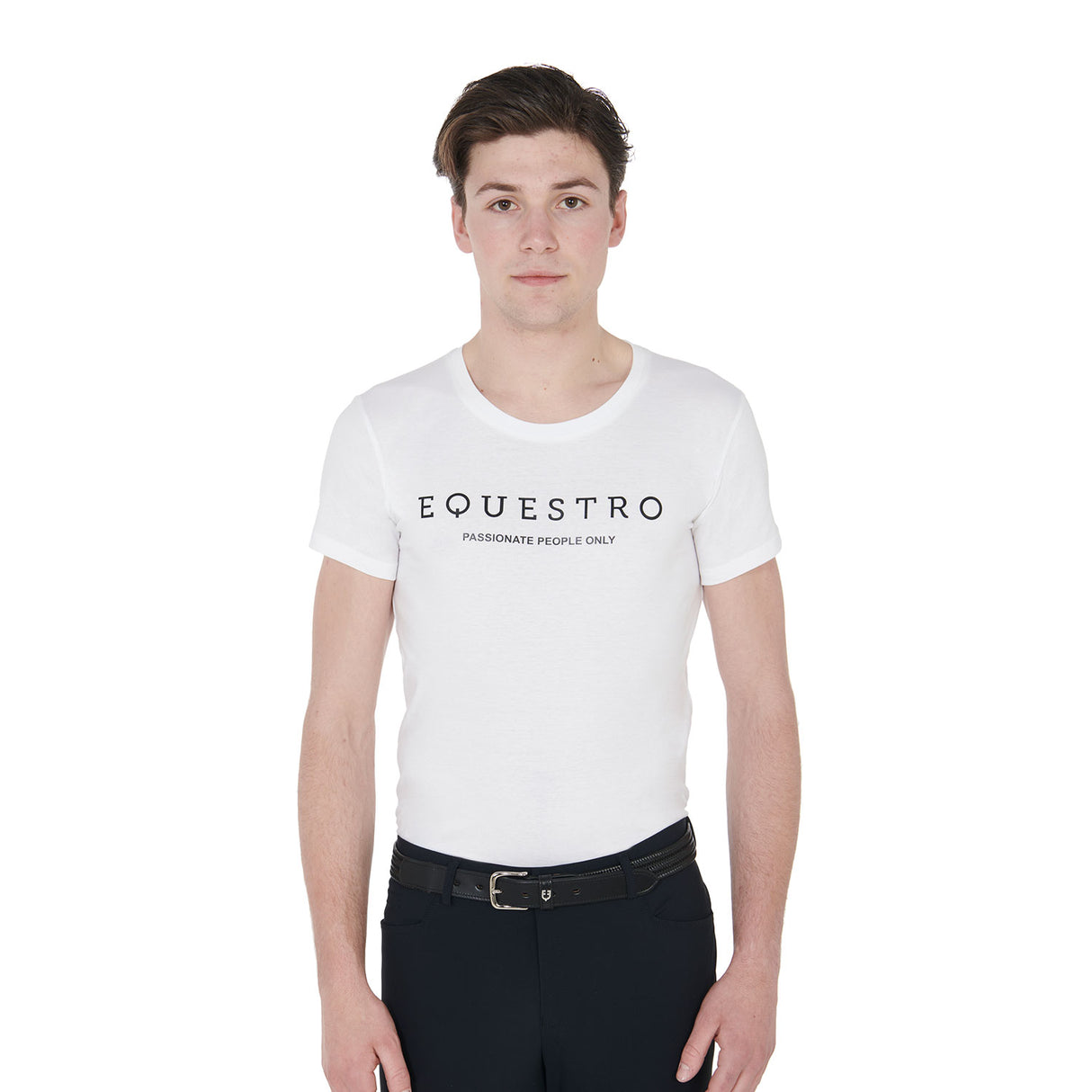 Equestro Men's Slim Fit T-Shirt With Contrasting Writing #colour_white