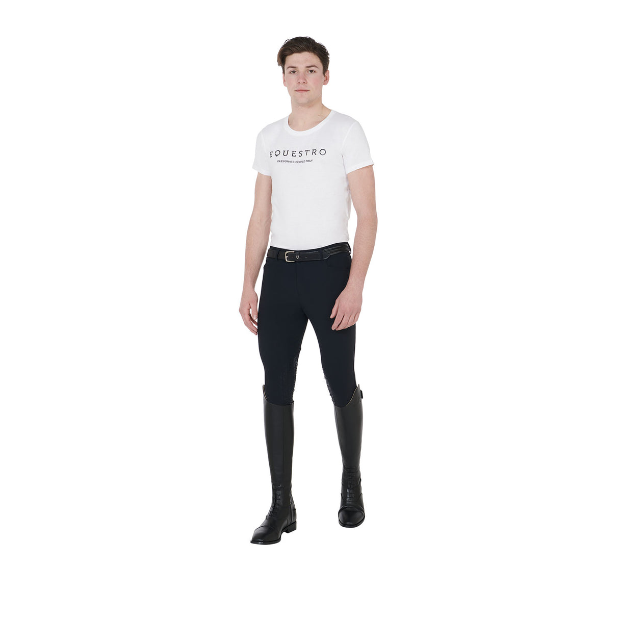 Equestro Men's Slim Fit T-Shirt With Contrasting Writing #colour_white