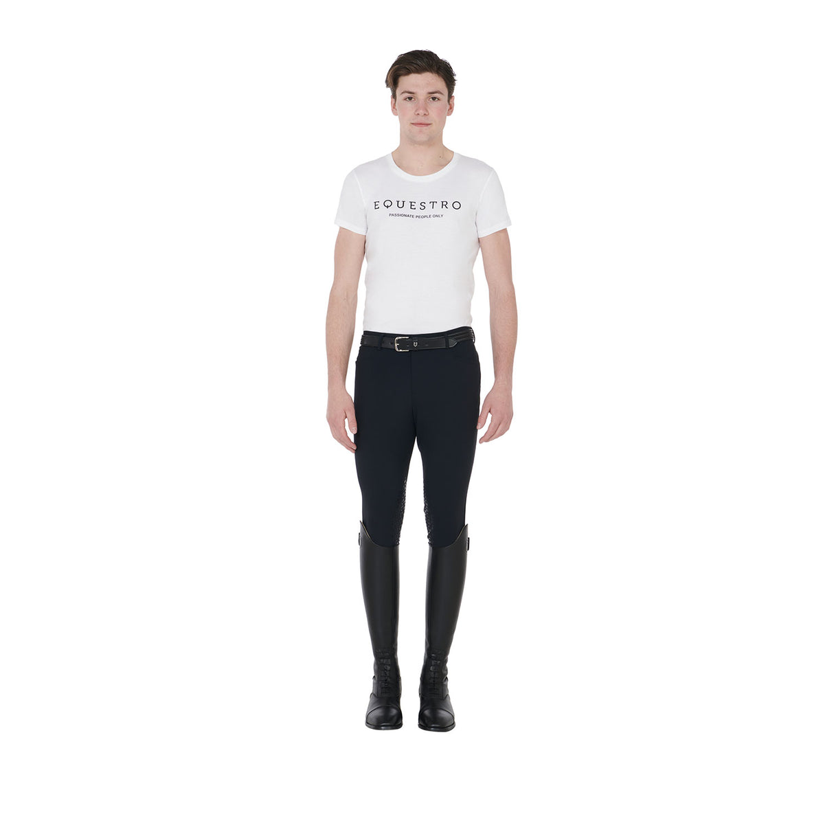 Equestro Men's Slim Fit T-Shirt With Contrasting Writing #colour_white