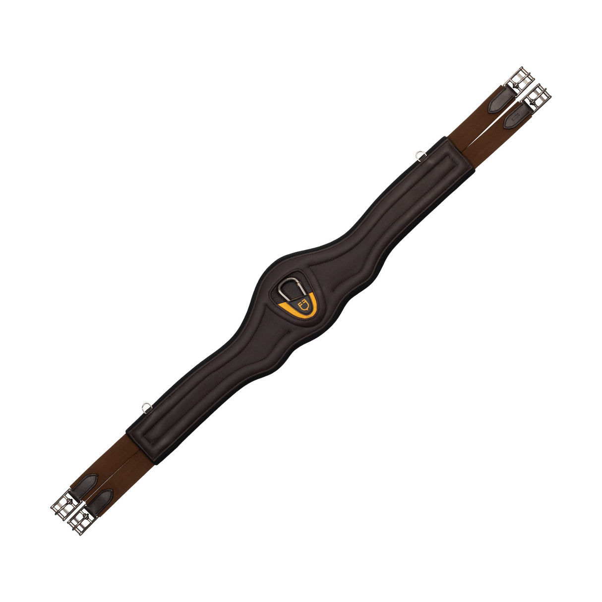 Equestro Jumping Girth Contoured Leather #colour_brown