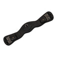 Shaped leather dressage girth with logo pin
